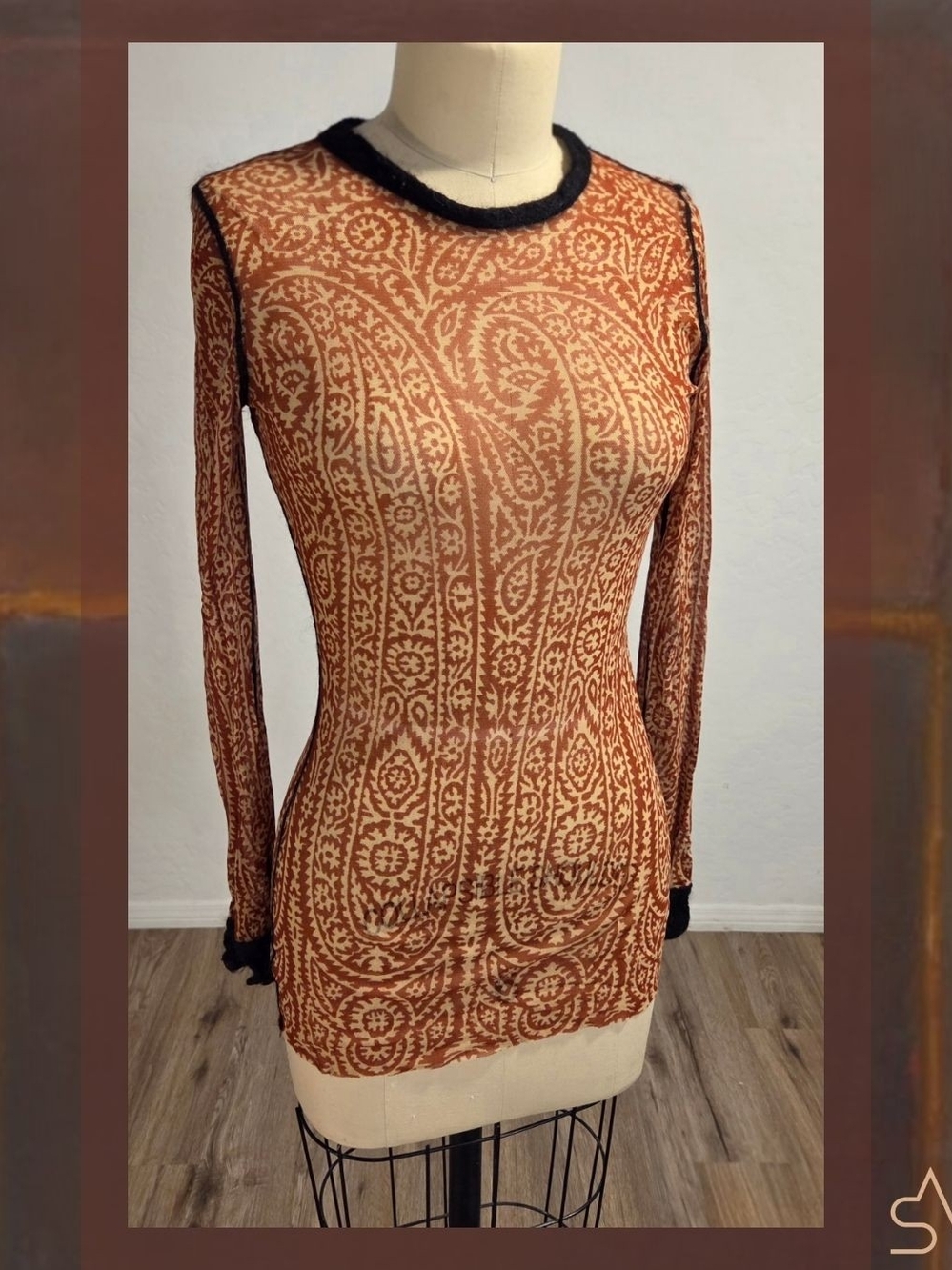Jean Paul Gaultier Classique F/W 1996 Vintage Archival Paisley Mesh Top Size M